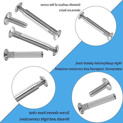 Set van 150 Meubelverbinders, Kastverbinders, M4 Schroeven, 31-40 mm, Vernikkeld, Verbindingselementen voor Meubels, Kasten en Houten Constructies