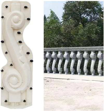 Betonmal Balustrade - Romeinse Kolom - Tuin Decoratie - Herbruikbaar PVC - 2 Stuks - Wit