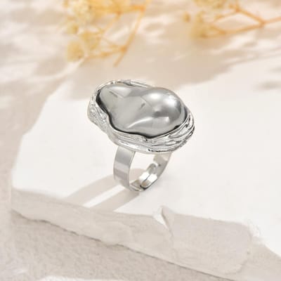 Bagues Irrégulières Imitation Perle Baroque Vintage pour Femmes Punk Géométriques Ajustables Ouvertes Mariage Mariée Esthétique Bijoux