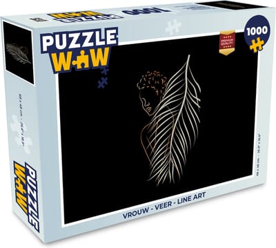 Puzzel Vrouw - Veer - Line art - Legpuzzel - Puzzel 1000 stukjes volwassenen