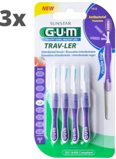 GUM Travler ragers Paars 1.2mm - 3 x 4 stuks - Voordeelverpakking