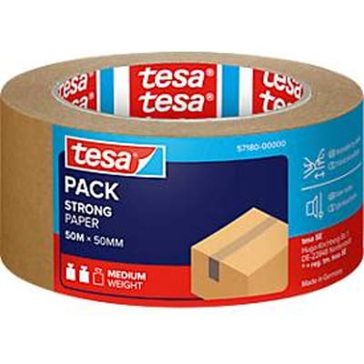 Verpakkingstape tesapack® Paper ecoLogo®, van papier, 50 mm x 50 m, dikte 107 µ, 6 rollen