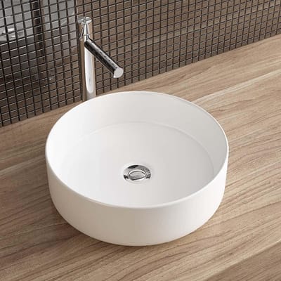 Keramische Wastafel - Waskom Gastentoilet - Badkamer Moderniseren - Lotus Effect Oppervlak - 35x35x11cm - Mat Wit