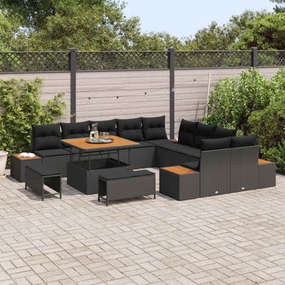 vidaXL - Tuinbank - Set - 13 - st - 12-Aantal - zitplaatsen - Zwart