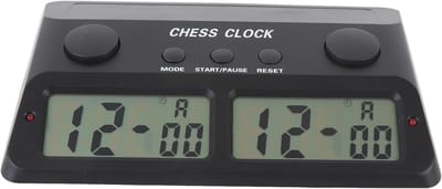 Schaakklok - Spel Timer - Bordspellen Spelen - Extra seconden functie - 25x15x7 cm - Zwart