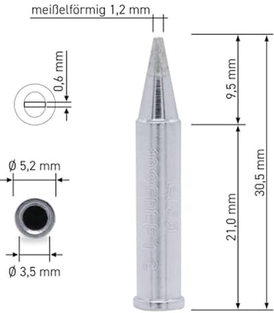 Permanente Soldeerpunt Beitelvormig 1,2 mm met Coating voor Soldeerstations
