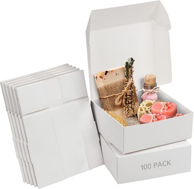 Dailygoods- Geschenkdoos 100 Stuks - Witte Hobby Doosjes - Makkelijk te Assembleren - Afmetingen 12 x 12 x 5 cm - Recyclebaar - Perfect voor Feesten - Cadeauverpakking
