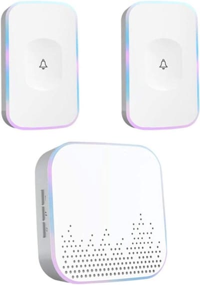 Draadloze Deurbel Kit - Zender Ontvanger - Bezoekers Melding - 300 Meter Bereik - 2 Zenders 1 Ontvanger - Wit