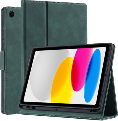 oTronica hoes geschikt voor iPad 2022 hoes 10.9 inch - ipad 10e generatie hoes bookcase met pencil houder premium leren cover - Groen