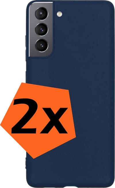Hoes - 2 Stuks - Geschikt voor Samsung Galaxy S21 FE - Sterk & Shockproof - Case Siliconen - Back Cover - Telefoon Hoes - Donkerblauw