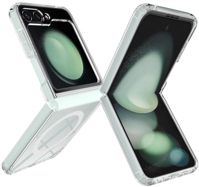 Lunso Geschikt voor Samsung Galaxy Z Flip 7 FE / Z Flip6 - Backcover hoes met magnetisch ondersteuning - Transparant