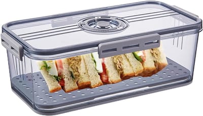 Broodbak met Tijdregistratie - Broodtrommel Vershouder - Brood Vers Houden - Luchtdichte Versheidsklep - 34.5 x 24.5 x 14.5 cm