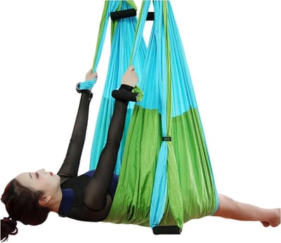 Aerial Yoga Fitness Hammock voor Ontspanning en Blessurevrije Oefeningen met Verstelbare Hoogte en Inversiehandvatten in Hemelsblauw