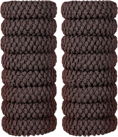 Set van 16 Elastische Katoenen Haarelastieken, Naadloos en Sterk, Geen Kreukels of Breuken, Ideaal voor Alle Haartypes