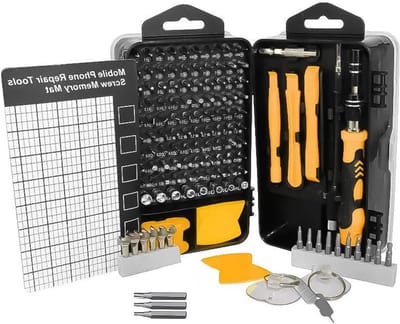 Precisie Schroevendraaierset - Mini Schroevendraaier Set - Elektronica Reparatie - 138 Delig Inclusief Mat - 23.5 cm - Grijs