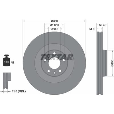 Remschijf PRO+ TEXTAR 92122205, 1 stuk