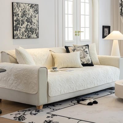 Coussin de Canapé Court en Peluche Unie Brodé Automne Hiver Tissu Super Doux Housse de Canapé en Cuir Antidérapante Housse de Canapé Simple Serviette en Tissu 70*70cm