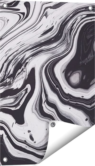 Gards Tuinposter Abstracte Kunst - Zwart met Wit - 40x60 cm - Tuindoek - Tuindecoratie - Wanddecoratie buiten - Tuinschilderij
