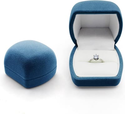 SnelShoppen - Luxe Ringenbox met Fluwelen Opbergcompartiment - Elliptische Verlovingsring Doos voor Trouwen - Blauwe Ringdoos voor Voorstellen, Verlov
