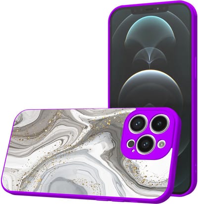 Smartphonica Telefoonhoesje Geschikt voor iPhone 12 Pro Max met Zilver Marmer opdruk - TPU Back Cover Case Silver Marble Design - Paars geschikt voor iPhone 12 Pro Max