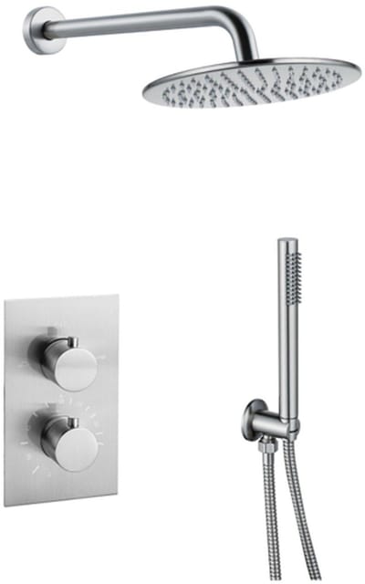 FugaFlow Eccelente Sobrado Badkamer inbouw regendoucheset met thermostaat hoofddouche staaf handdouche geborsteld rvs PVD