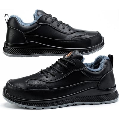 Chaussures de protection du travail pour hommes, anti-écrasement et anti-pénétration, chaussures isolantes pour électricien, protection, légères, chaudes, travail, chaussures en coton 46 black