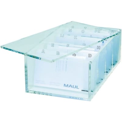 MAUL Box voor visitekaartjes - transparant - acryl - 1 stuk - 19.1 x 11.6 x 7.2 cm
