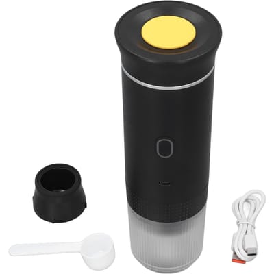 Machine à café électrique portable 15 bars, chauffage sans fil, pour voiture, voyage, camping, maison L black