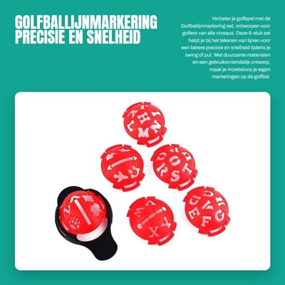 Dailygoods- Golfbalmarkering 6-stuk set - Premium ABS - Precisie en snelheid - Nauwkeurig en betrouwbaar - Sjablonen voor golfers - Duurzaam en stevig - Golfmarkeerder