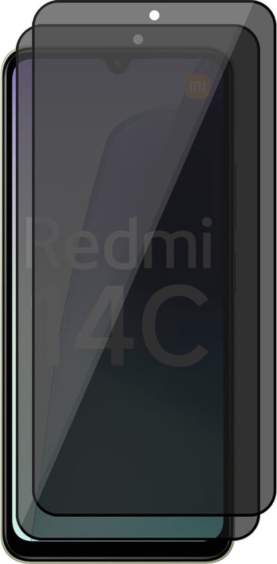 Privacy Screenprotector geschikt voor Xiaomi Redmi 14C / Redmi A4 / Redmi A5 / Poco C75 - 2x Volledig Dekkend Glas Screen Protector