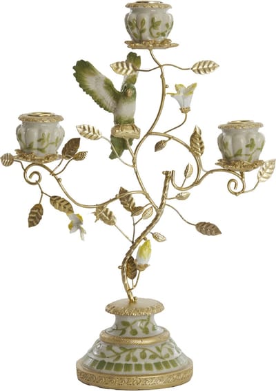 Light&living Kandelaar 3L 26x13x37 cm PARROT crème-groen-geel+licht goud