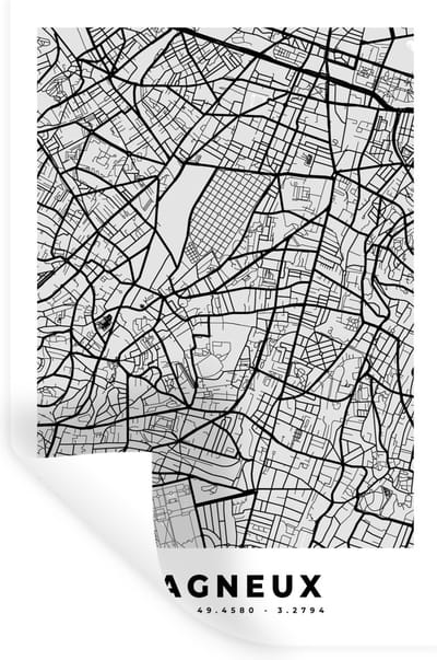 Muurstickers - Sticker Folie - Bagneux – Plattegrond - Frankrijk – Kaart – Stadskaart - 20x30 cm - Plakfolie - Muurstickers Kinderkamer - Zelfklevend Behang - Zelfklevend behangpapier - Stickerfolie