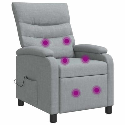 vidaXL - Massage - Relaxstoel - Lichtgrijs - Stof