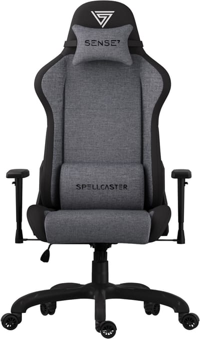 SENSE7 Spellcaster FUKU - Ergonomische bureaustoel - Gamingstoel - nek- en lendenkussen - In hoogte verstelbaar - Ademend materiaal - Duurzaam en comfortabel - Maximale belasting 150 kg - Tot 185 cm lang - Kleur zwart en grijs