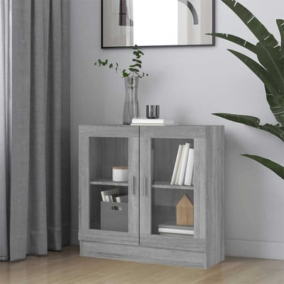 vidaXL - Vitrinekast - 82,5x30,5x80 - cm - bewerkt - hout - grijs - sonoma - eiken