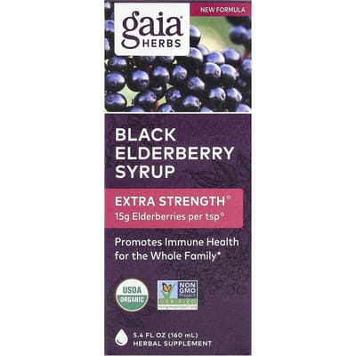 Gaia Herbs, Zwarte Vlierbessensiroop, Sterk voor het Immuunsysteem, 153 ml (160 ml)