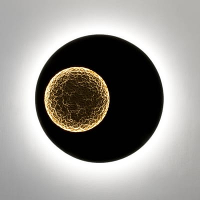 Holländer LED wandlamp LUNA GIGANTE XL, zwart/goud, Ø 100 cm, dimbaar