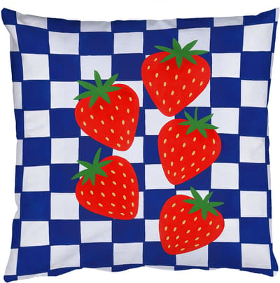 Sierkussens - Kussentjes Woonkamer - 50x50 cm - Geblokt - Blauw - Aardbeien