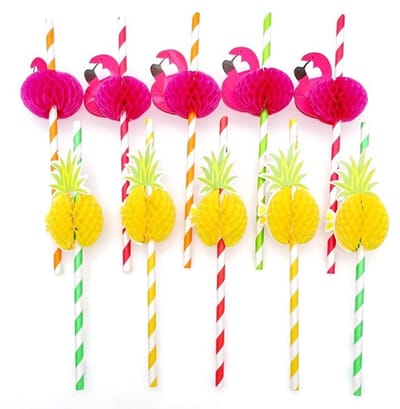 Solidchoice - Dailygoody - Kleurrijke ananas flamingo rietjes - Biologisch