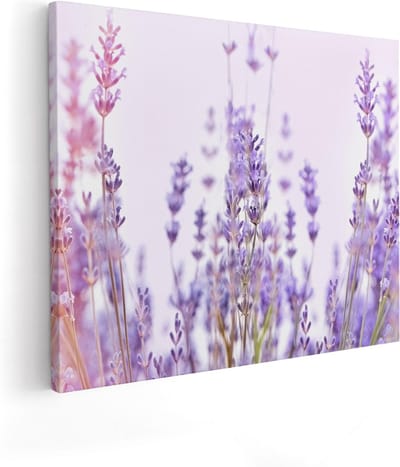 Artaza Canvas Schilderij Lavendel - 100x80 cm - Groot - Wanddecoratie Bloemen - Muurdecoratie Paars - Schilderijen Op Canvas