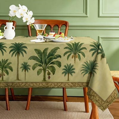 Tropische Palmboom Rechthoekige Tafelkleed voor Tafeldecoratie Zomer Hawaï Planten Keuken Eettafelkleed Zwembadfeest Decoratie 90x140cm beige