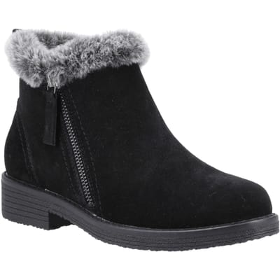 Hush Puppies Marnie Suède Dames Zwarte Winter Enkellaarzen