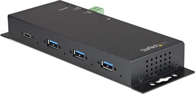 StarTech.com 4 Port USB-C Hub 10Gbps - Metaal Industrial USB 3.2/3.1 Gen 2 Type-C Hub - 3A/1C - USB-C or USB-A Host - Mountable - ESD/Surge (HB31C3A1CME) - hub - 4 ports USB hub - 4 - Zwart