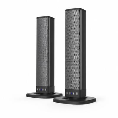 Gloovon® Deelbare Soundbar & PC Speakers - Bluetooth 5.0 & Bedraad - 20W Stereo Audio met 2000mAh Accu - AUX, RCA & USB - Zwart