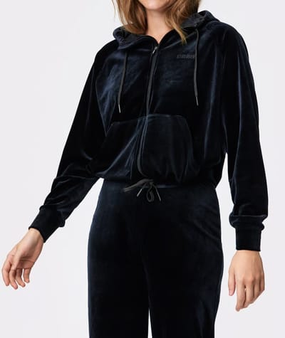Stronger - Velvet Zip Hoodie - Vest - Dames - Zwart - Maat XL