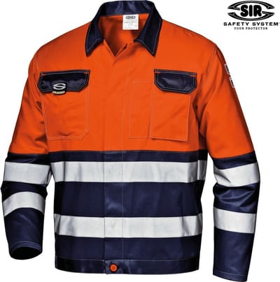 SIR SAFETY MISTRAL SHORT Hi Vis Reflecterend Stof Werkjas HEREN Veiligheidsjas Oranje Blauw - EN ISO 20471 Klasse 2