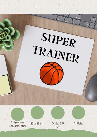 Akyol - super trainer Muismat - Sport - coach - basketbal - trainer - geschenk - verjaardag - love gift - 23 bij 19 cm