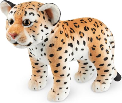BRUBAKER Luipaard Knuffel - 30 cm Knuffeldier - Baby Pluche Knuffel, Grote Kat, Staand - Kinderen Pluche Knuffel - Bruin