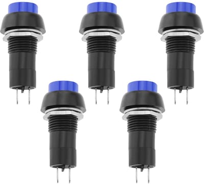 Store_8 - Latching Push Button Switch - 12mm Drukknop - Voor gebruik in voertuigen - Blauw - Zelfherstellende schakelaar - Geschikt voor AC 250V/1.5A
