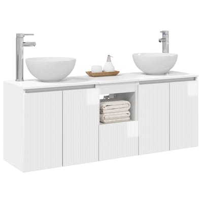 vidaXL - Badkamerkast - set - 3 - st - Hoogglans - Wit - 129 - x - 35 - x - 80 - cm